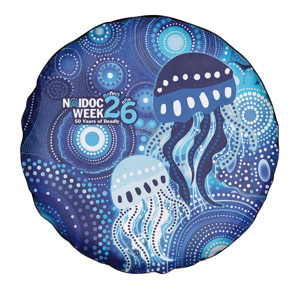 NAIDOC Deadly 50 Years Spare Tire Cover Jellyfish Aboriginal Culture Inspired Blue