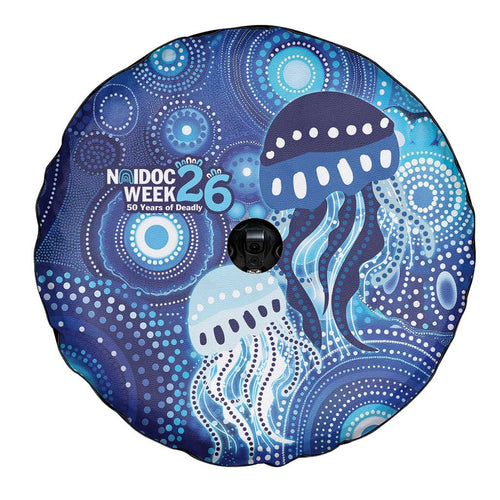 NAIDOC Deadly 50 Years Spare Tire Cover Jellyfish Aboriginal Culture Inspired Blue