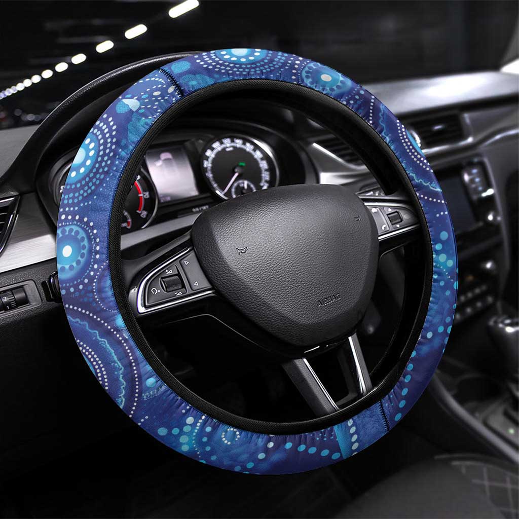 NAIDOC Deadly 50 Years Steering Wheel Cover Jellyfish Aboriginal Culture Inspired Blue