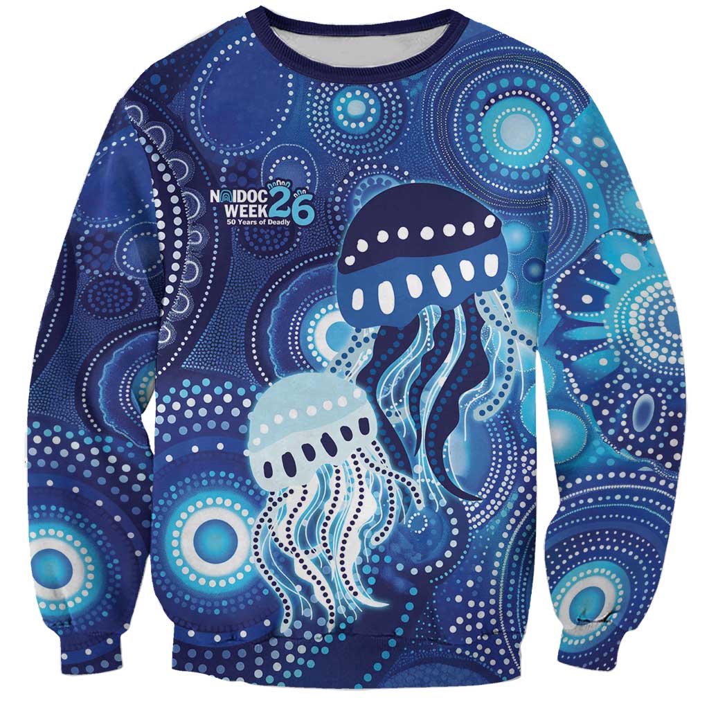 NAIDOC Deadly 50 Years Sweatshirt Jellyfish Aboriginal Culture Inspired Blue