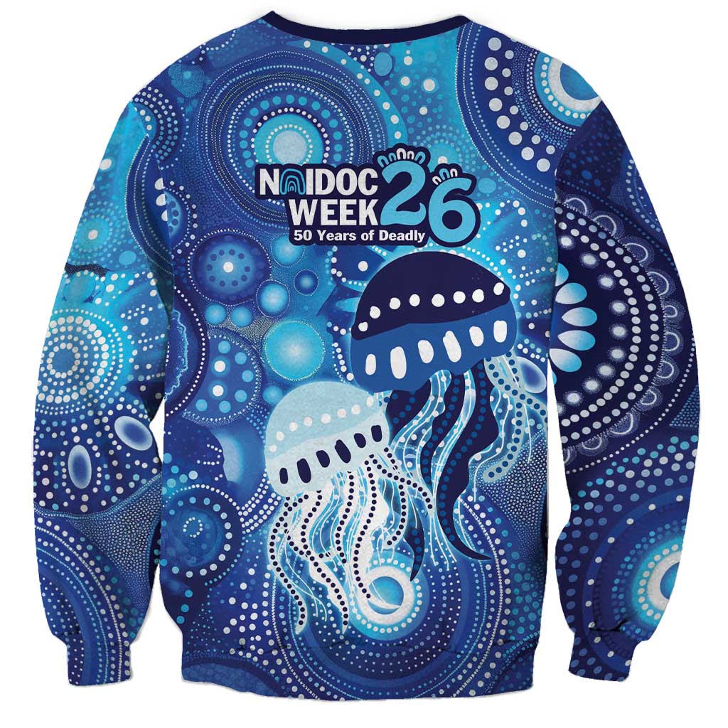 NAIDOC Deadly 50 Years Sweatshirt Jellyfish Aboriginal Culture Inspired Blue