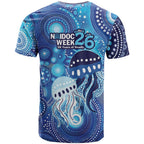 NAIDOC Deadly 50 Years T Shirt Jellyfish Aboriginal Culture Inspired Blue