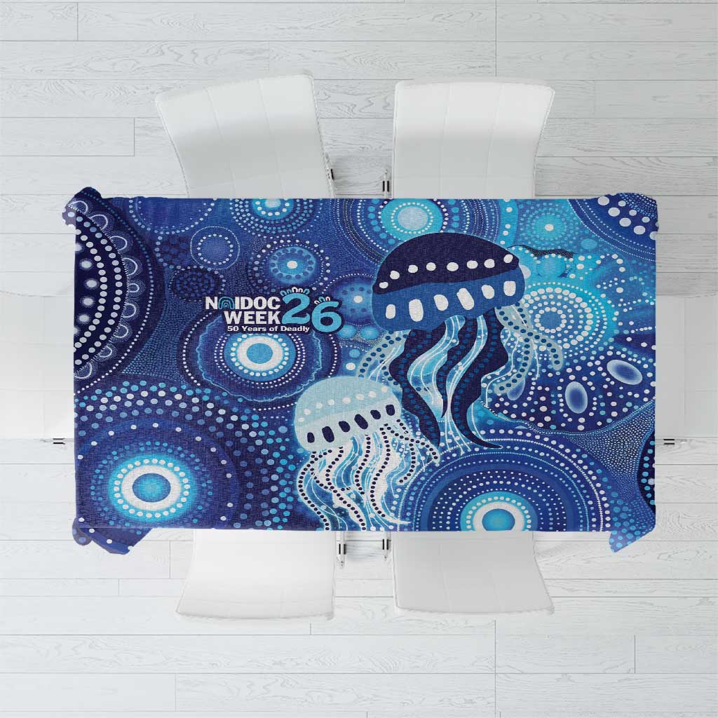 NAIDOC Deadly 50 Years Tablecloth Jellyfish Aboriginal Culture Inspired Blue