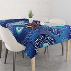 NAIDOC Deadly 50 Years Tablecloth Jellyfish Aboriginal Culture Inspired Blue