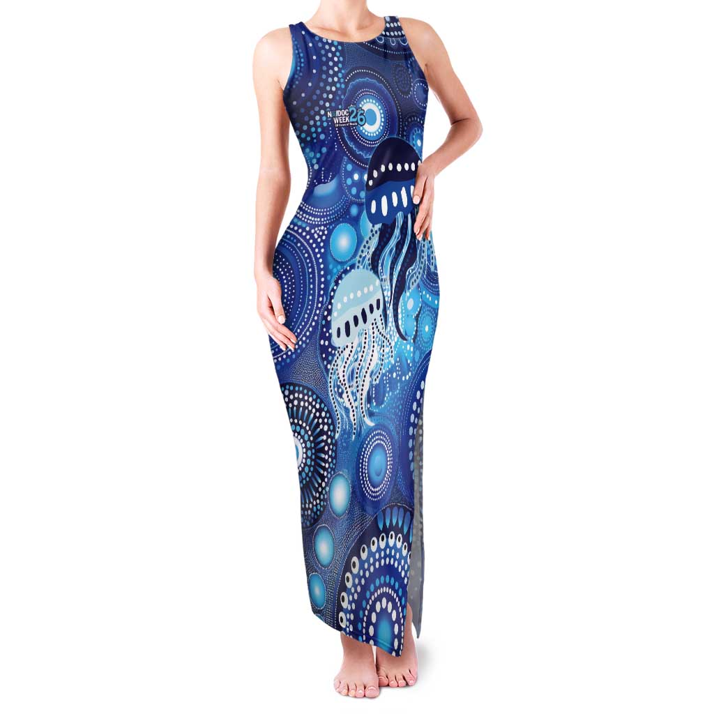 NAIDOC Deadly 50 Years Tank Maxi Dress Jellyfish Aboriginal Culture Inspired Blue
