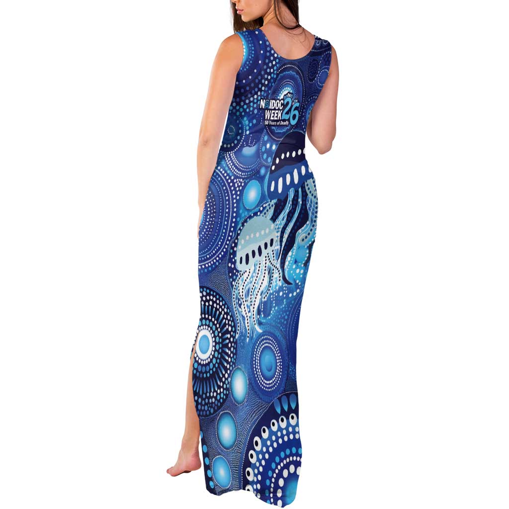 NAIDOC Deadly 50 Years Tank Maxi Dress Jellyfish Aboriginal Culture Inspired Blue