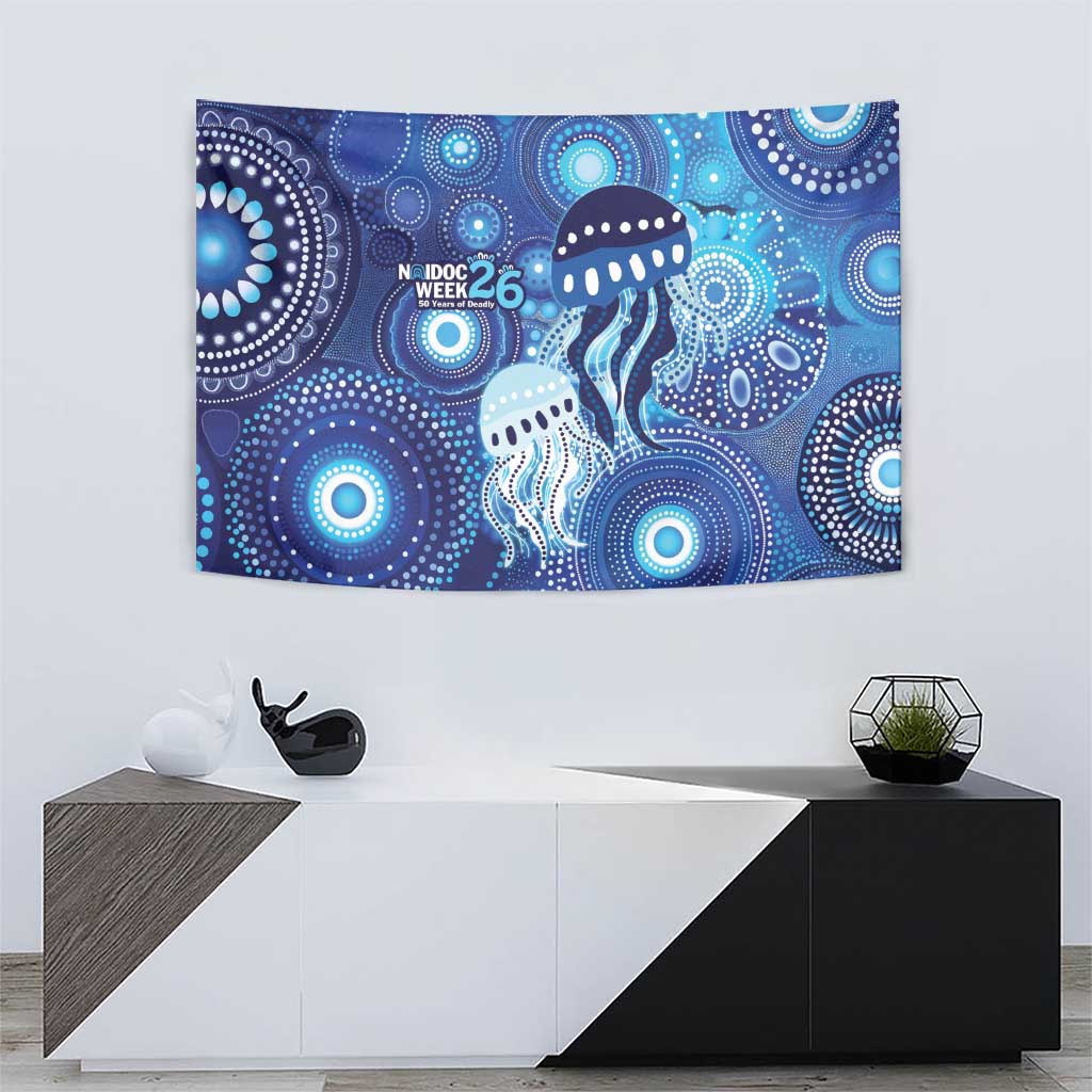 NAIDOC Deadly 50 Years Tapestry Jellyfish Aboriginal Culture Inspired Blue