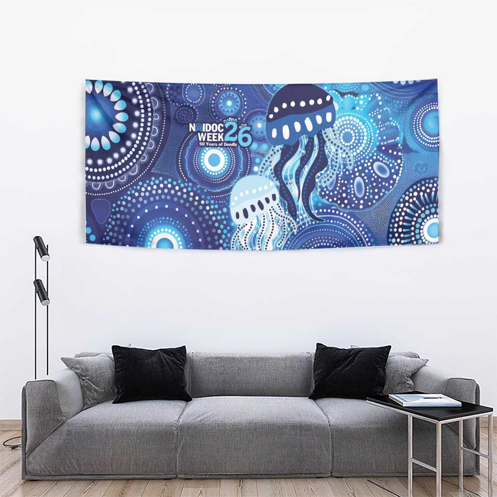 NAIDOC Deadly 50 Years Tapestry Jellyfish Aboriginal Culture Inspired Blue