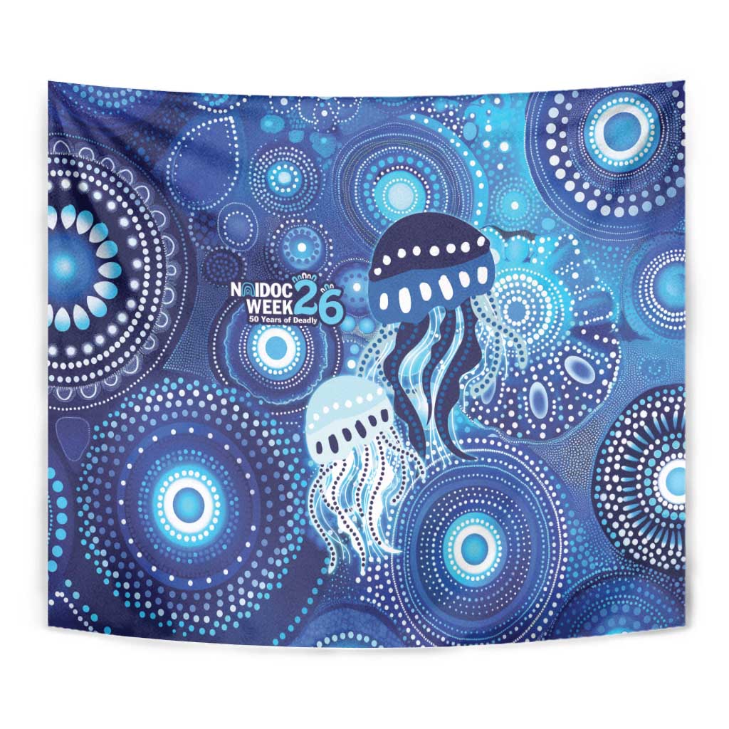 NAIDOC Deadly 50 Years Tapestry Jellyfish Aboriginal Culture Inspired Blue