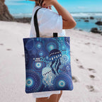 NAIDOC Deadly 50 Years Tote Bag Jellyfish Aboriginal Culture Inspired Blue