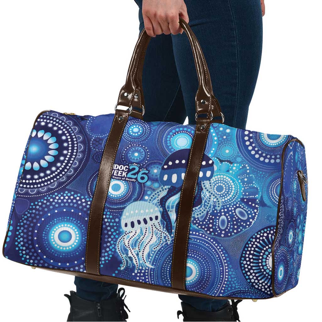 NAIDOC Deadly 50 Years Travel Bag Jellyfish Aboriginal Culture Inspired Blue