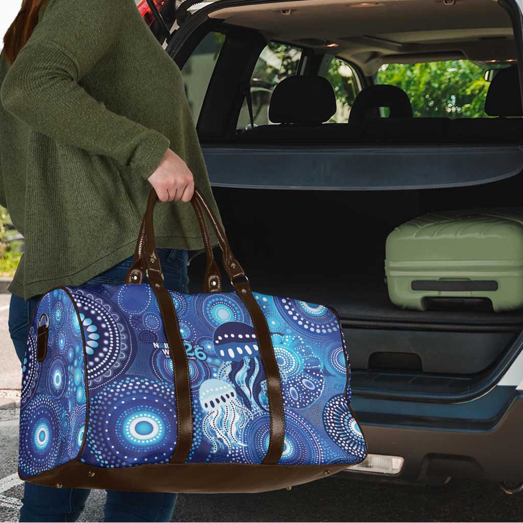 NAIDOC Deadly 50 Years Travel Bag Jellyfish Aboriginal Culture Inspired Blue