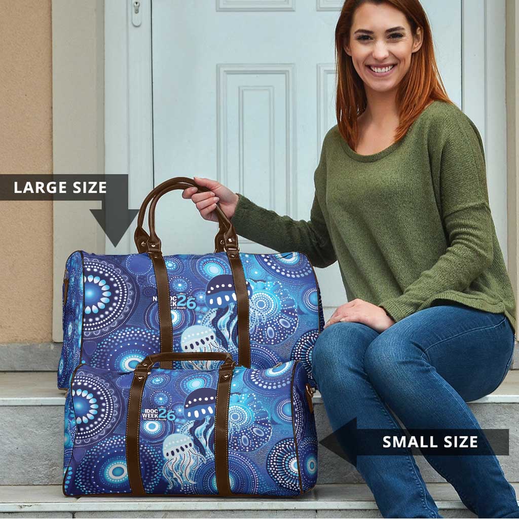 NAIDOC Deadly 50 Years Travel Bag Jellyfish Aboriginal Culture Inspired Blue