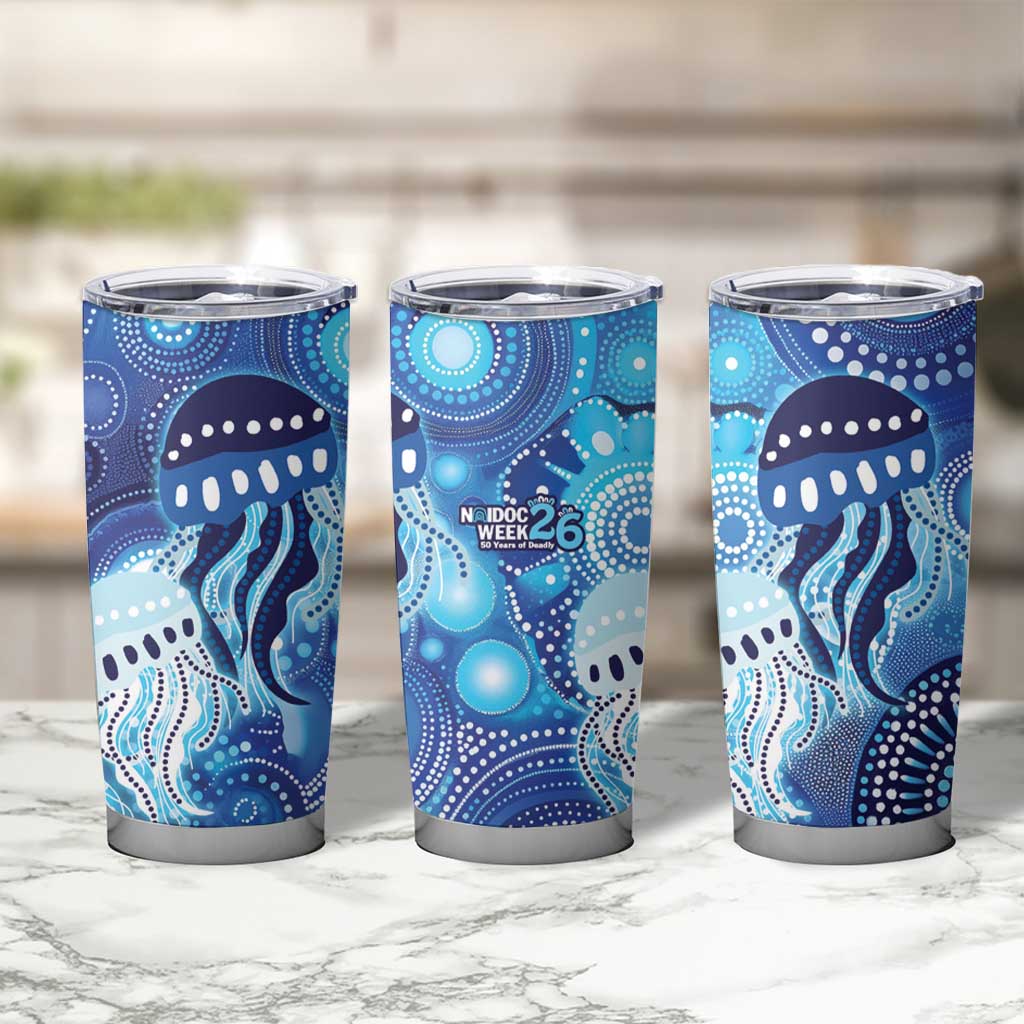 NAIDOC Deadly 50 Years Tumbler Cup Jellyfish Aboriginal Culture Inspired Blue
