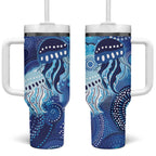 NAIDOC Deadly 50 Years Tumbler With Handle Jellyfish Aboriginal Culture Inspired Blue