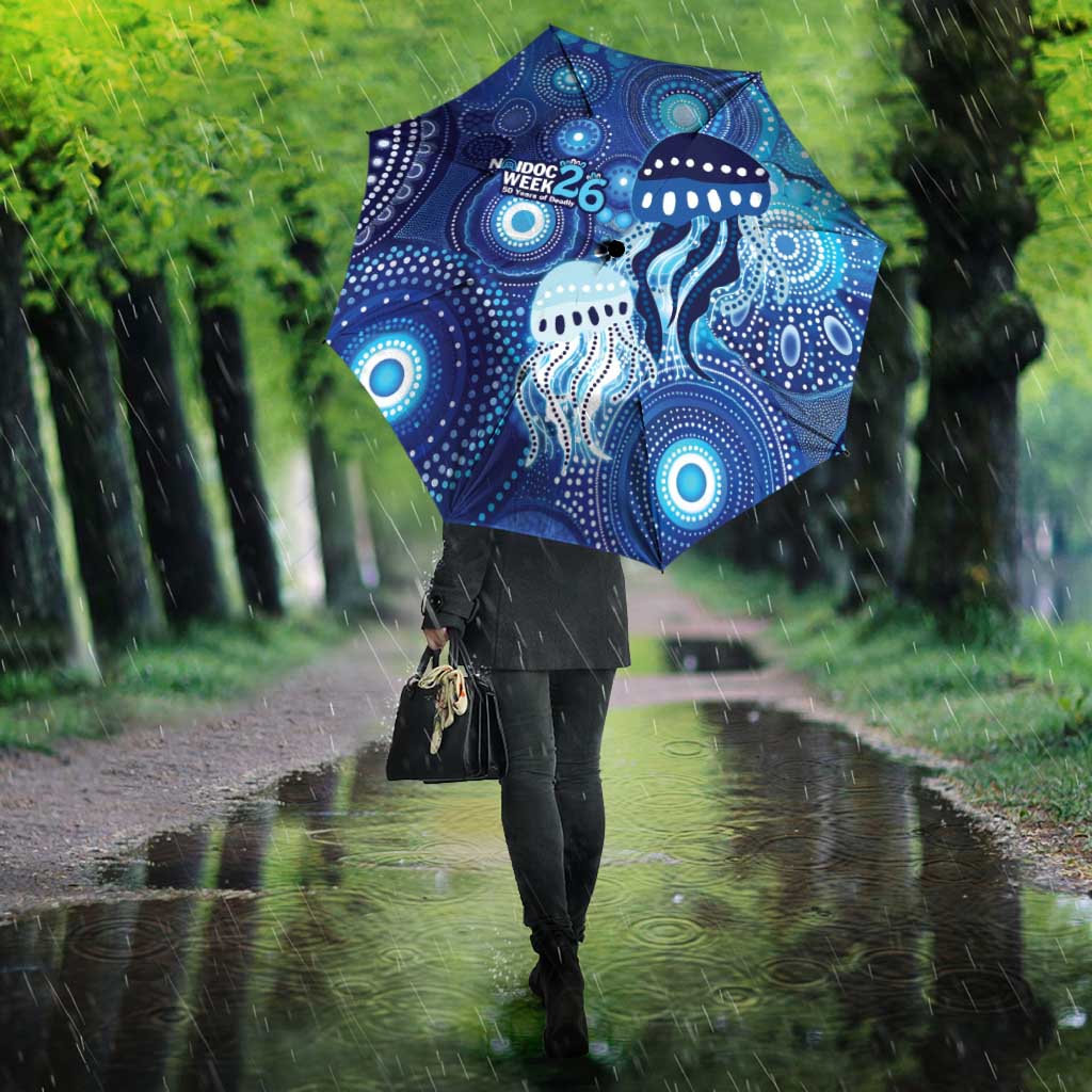 NAIDOC Deadly 50 Years Umbrella Jellyfish Aboriginal Culture Inspired Blue