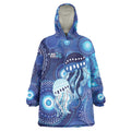 NAIDOC Deadly 50 Years Wearable Blanket Hoodie Jellyfish Aboriginal Culture Inspired Blue