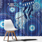 NAIDOC Deadly 50 Years Window Curtain Jellyfish Aboriginal Culture Inspired Blue