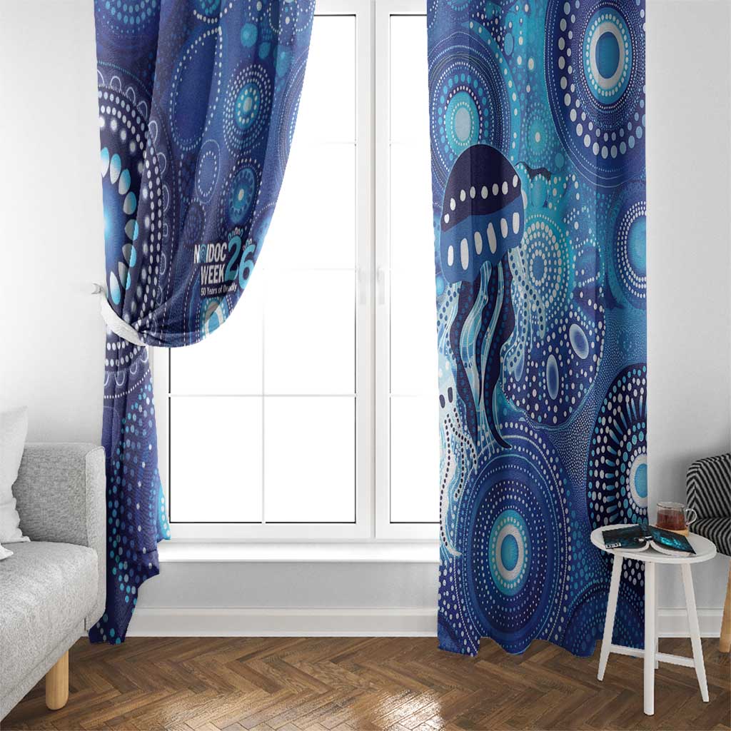 NAIDOC Deadly 50 Years Window Curtain Jellyfish Aboriginal Culture Inspired Blue