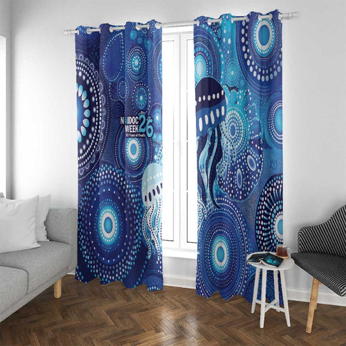 NAIDOC Deadly 50 Years Window Curtain Jellyfish Aboriginal Culture Inspired Blue