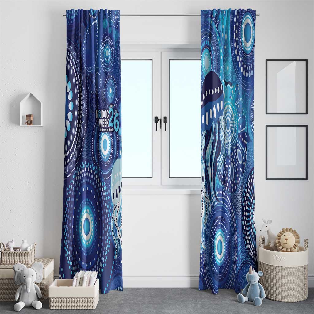 NAIDOC Deadly 50 Years Window Curtain Jellyfish Aboriginal Culture Inspired Blue