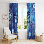 NAIDOC Deadly 50 Years Window Curtain Jellyfish Aboriginal Culture Inspired Blue