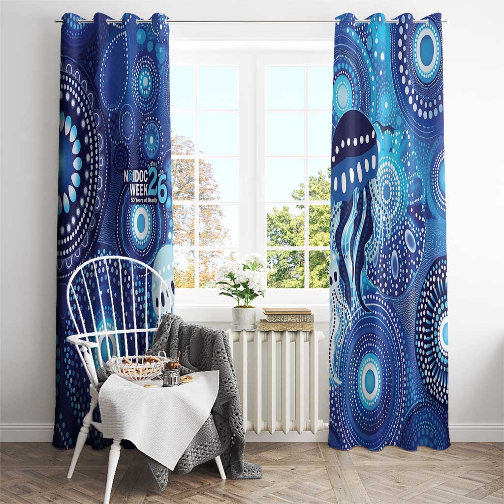 NAIDOC Deadly 50 Years Window Curtain Jellyfish Aboriginal Culture Inspired Blue