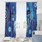 NAIDOC Deadly 50 Years Window Curtain Jellyfish Aboriginal Culture Inspired Blue