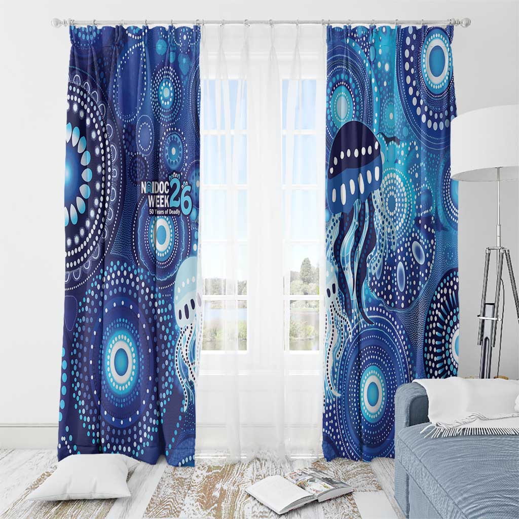 NAIDOC Deadly 50 Years Window Curtain Jellyfish Aboriginal Culture Inspired Blue
