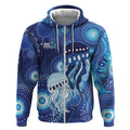 NAIDOC Deadly 50 Years Zip Hoodie Jellyfish Aboriginal Culture Inspired Blue