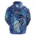 NAIDOC Deadly 50 Years Zip Hoodie Jellyfish Aboriginal Culture Inspired Blue