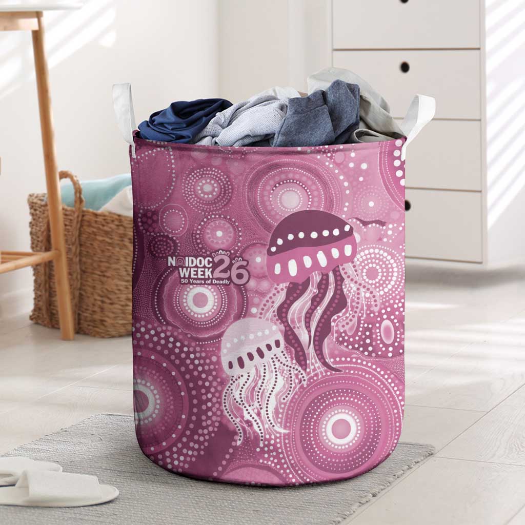 NAIDOC Deadly 50 Years Laundry Basket Jellyfish Aboriginal Culture Inspired Pink