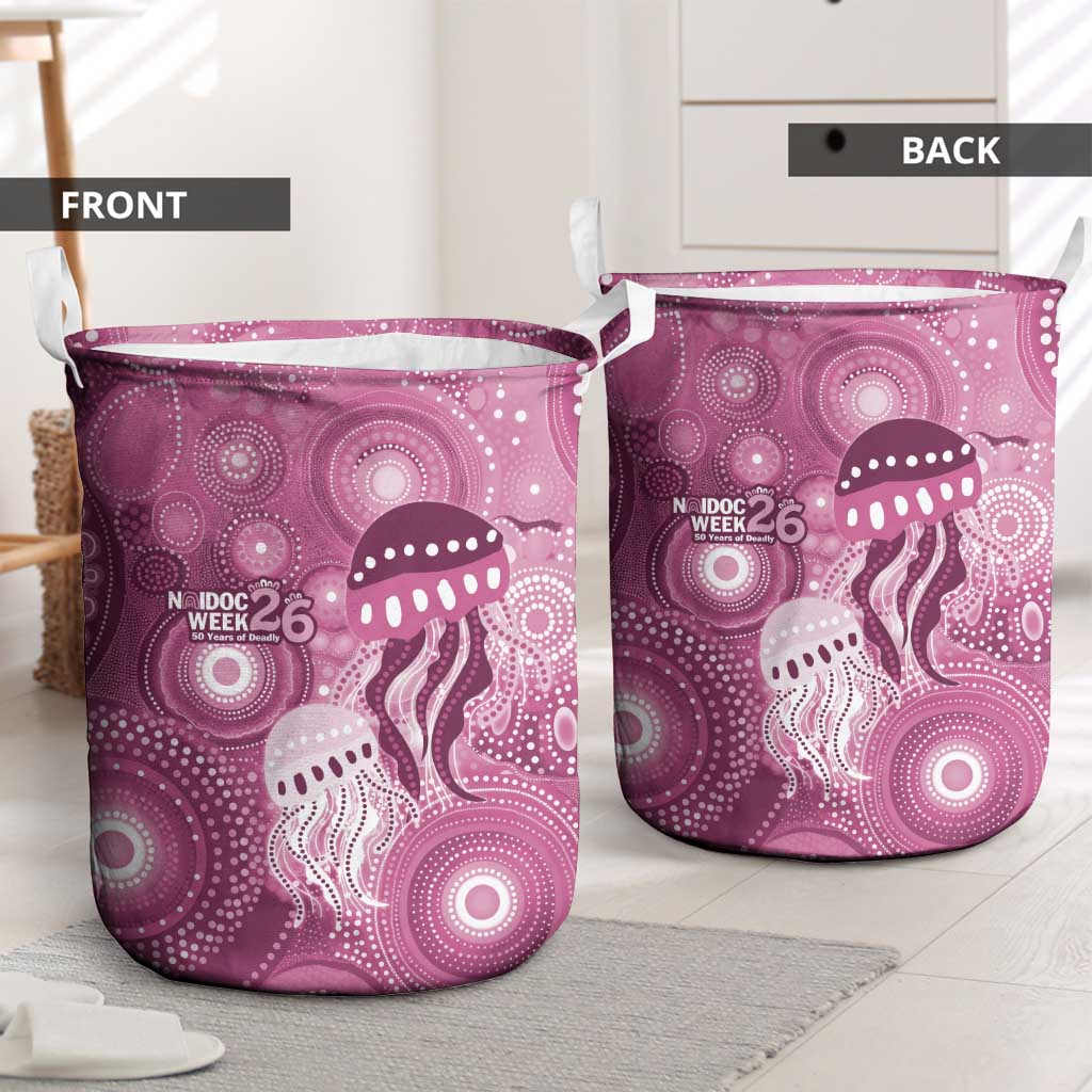 NAIDOC Deadly 50 Years Laundry Basket Jellyfish Aboriginal Culture Inspired Pink