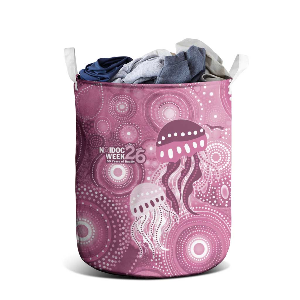 NAIDOC Deadly 50 Years Laundry Basket Jellyfish Aboriginal Culture Inspired Pink