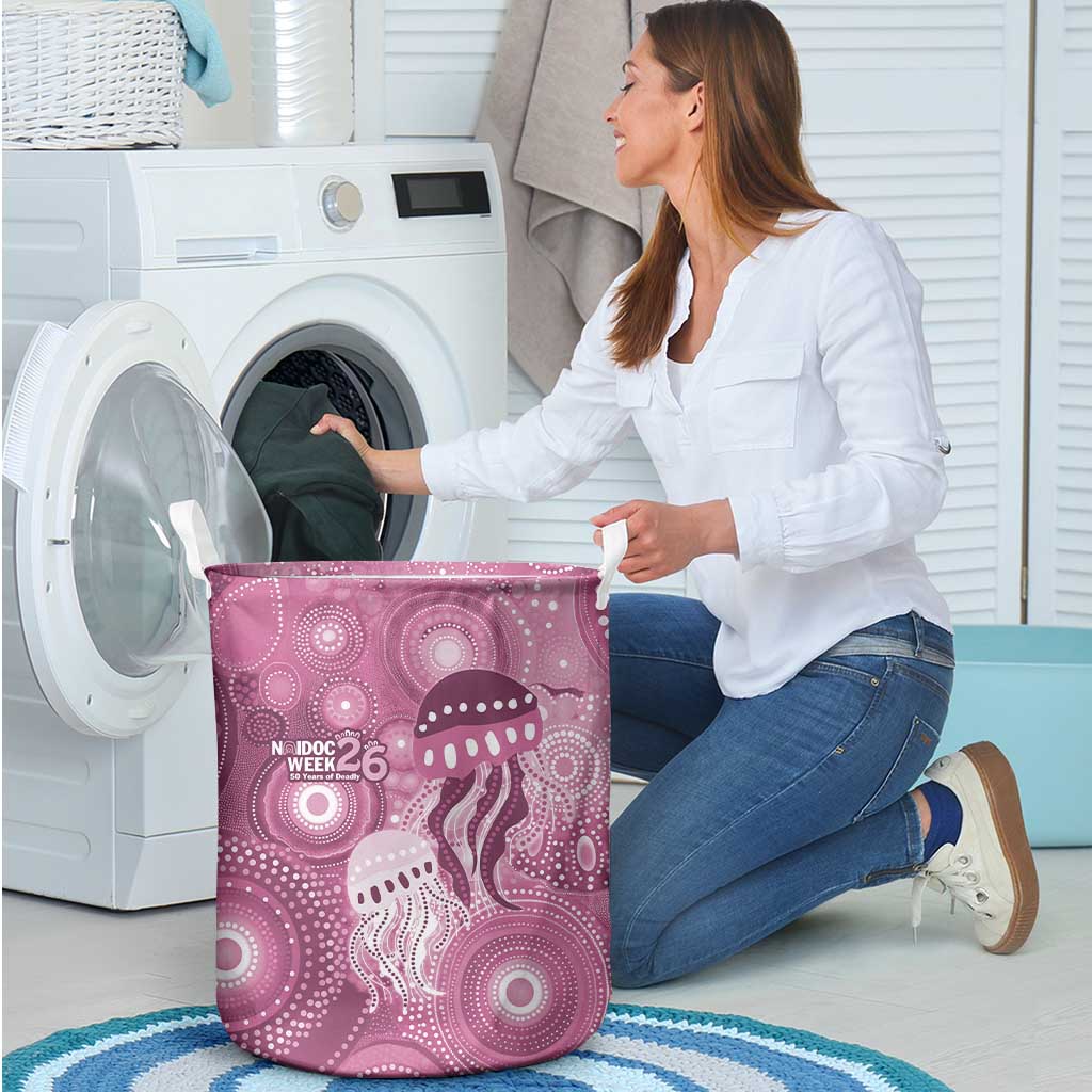 NAIDOC Deadly 50 Years Laundry Basket Jellyfish Aboriginal Culture Inspired Pink