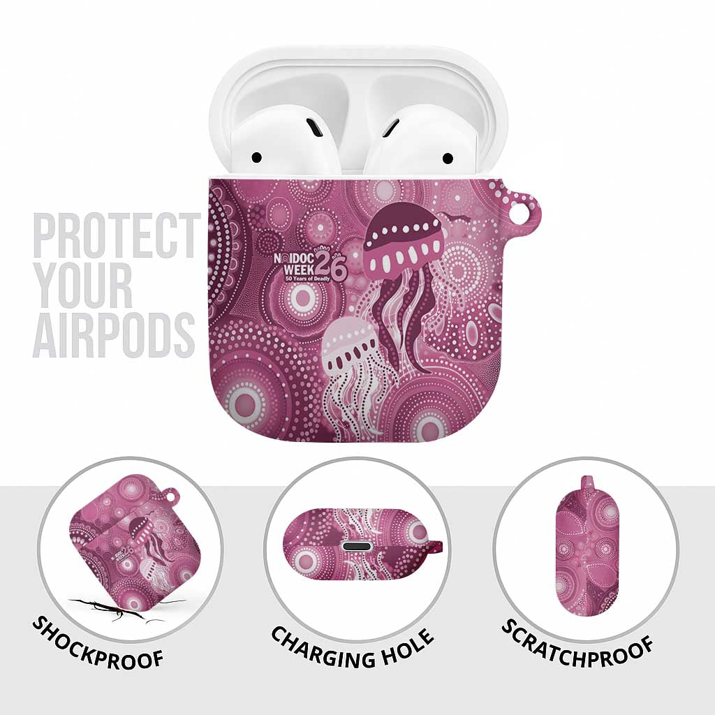 NAIDOC Deadly 50 Years AirPods Case Jellyfish Aboriginal Culture Inspired Pink