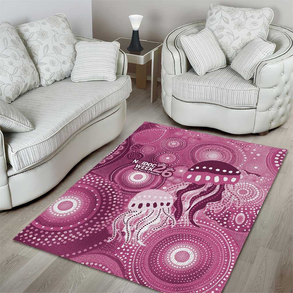 NAIDOC Deadly 50 Years Area Rug Jellyfish Aboriginal Culture Inspired Pink
