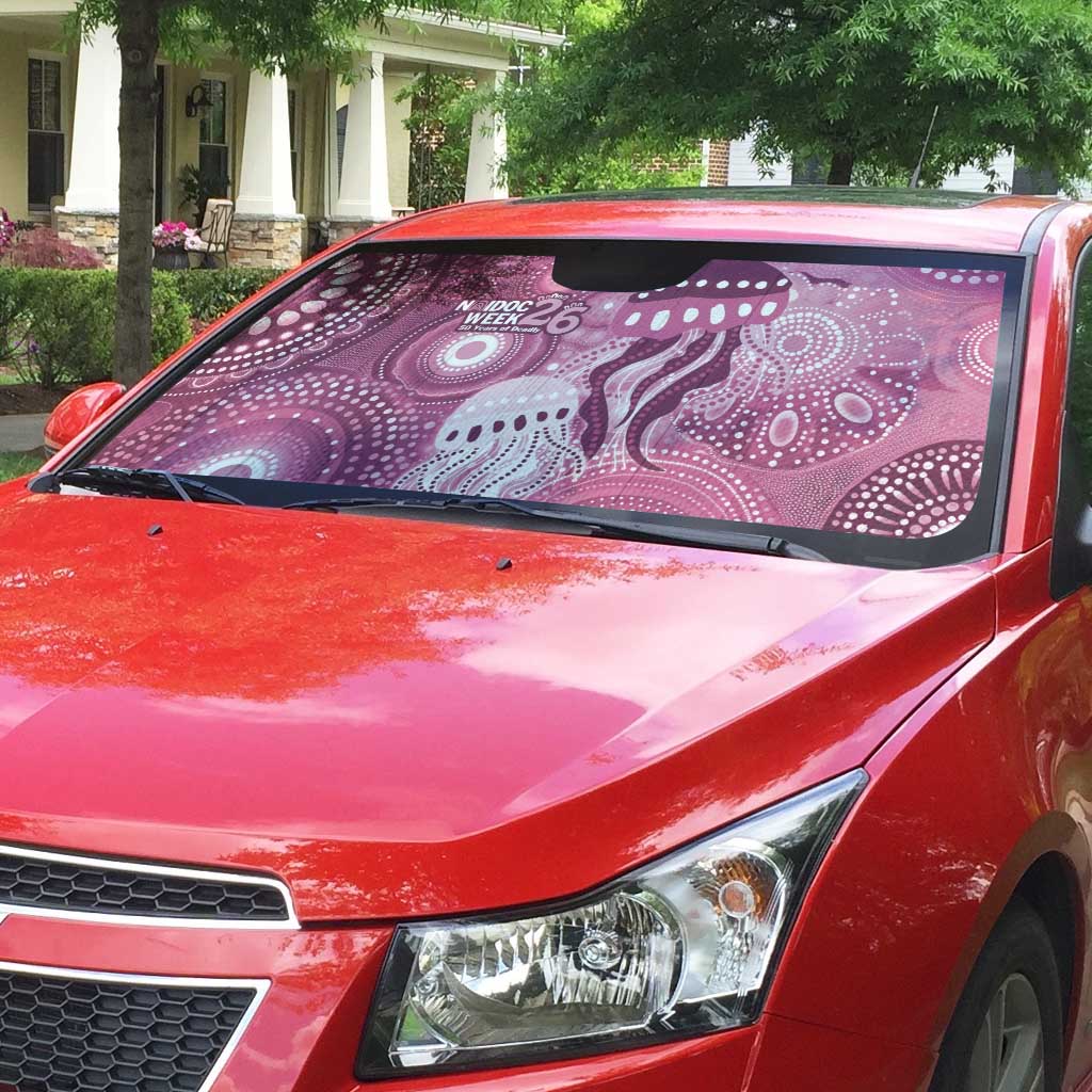 NAIDOC Deadly 50 Years Auto Sun Shade Jellyfish Aboriginal Culture Inspired Pink
