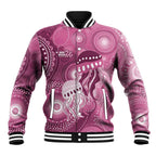 NAIDOC Deadly 50 Years Baseball Jacket Jellyfish Aboriginal Culture Inspired Pink