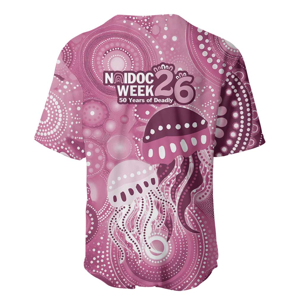 NAIDOC Deadly 50 Years Baseball Jersey Jellyfish Aboriginal Culture Inspired Pink