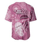 NAIDOC Deadly 50 Years Baseball Jersey Jellyfish Aboriginal Culture Inspired Pink
