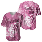 NAIDOC Deadly 50 Years Baseball Jersey Jellyfish Aboriginal Culture Inspired Pink