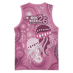 NAIDOC Deadly 50 Years Basketball Jersey Jellyfish Aboriginal Culture Inspired Pink