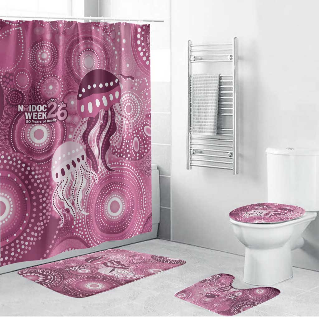 NAIDOC Deadly 50 Years Bathroom Set Jellyfish Aboriginal Culture Inspired Pink