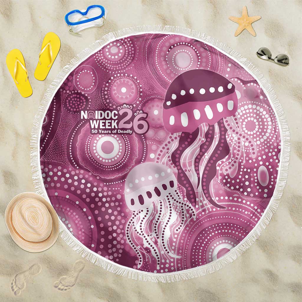 NAIDOC Deadly 50 Years Beach Blanket Jellyfish Aboriginal Culture Inspired Pink