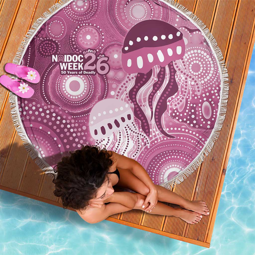 NAIDOC Deadly 50 Years Beach Blanket Jellyfish Aboriginal Culture Inspired Pink