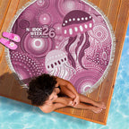 NAIDOC Deadly 50 Years Beach Blanket Jellyfish Aboriginal Culture Inspired Pink
