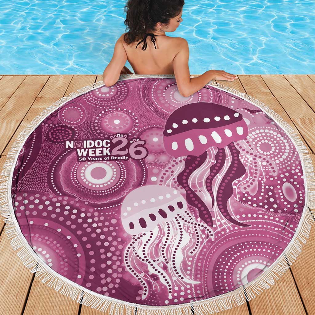 NAIDOC Deadly 50 Years Beach Blanket Jellyfish Aboriginal Culture Inspired Pink