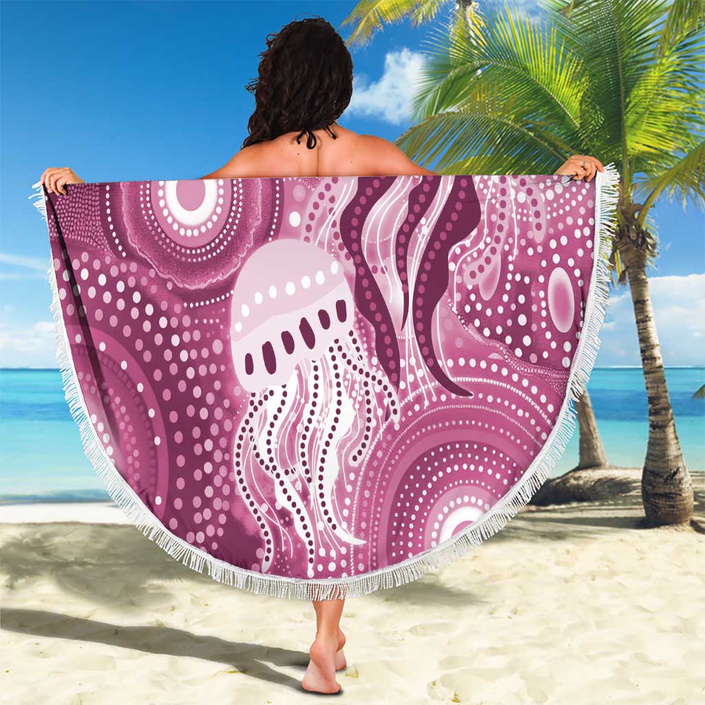 NAIDOC Deadly 50 Years Beach Blanket Jellyfish Aboriginal Culture Inspired Pink
