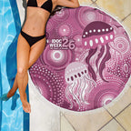 NAIDOC Deadly 50 Years Beach Blanket Jellyfish Aboriginal Culture Inspired Pink